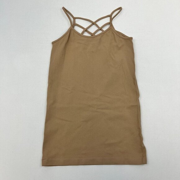 Suzette Womens Tan Sleeveless Lattice Straps Pullover Tank Top One Size - Picture 1 of 10